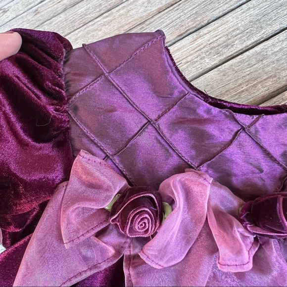 Bonnie Baby Bonnie Jean Velvet Holiday Dress Baby 18 Mo Plum Purple Rosette NWT - Picture 7 of 12